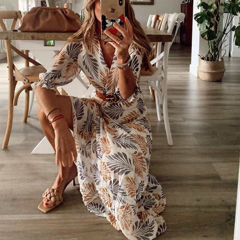Robe Longue Femme Été Polyester Élégante Maxi-2