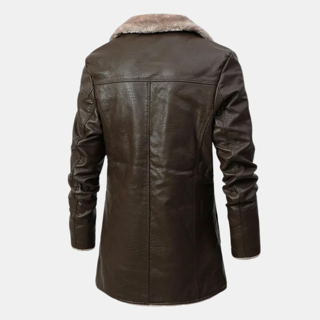 Veste Cuir Homme Élégante en Cuir Véritable pour Hiver-4
