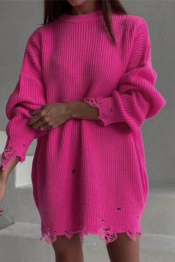 Pull Décontracté Col O en Coton pour Femme 1