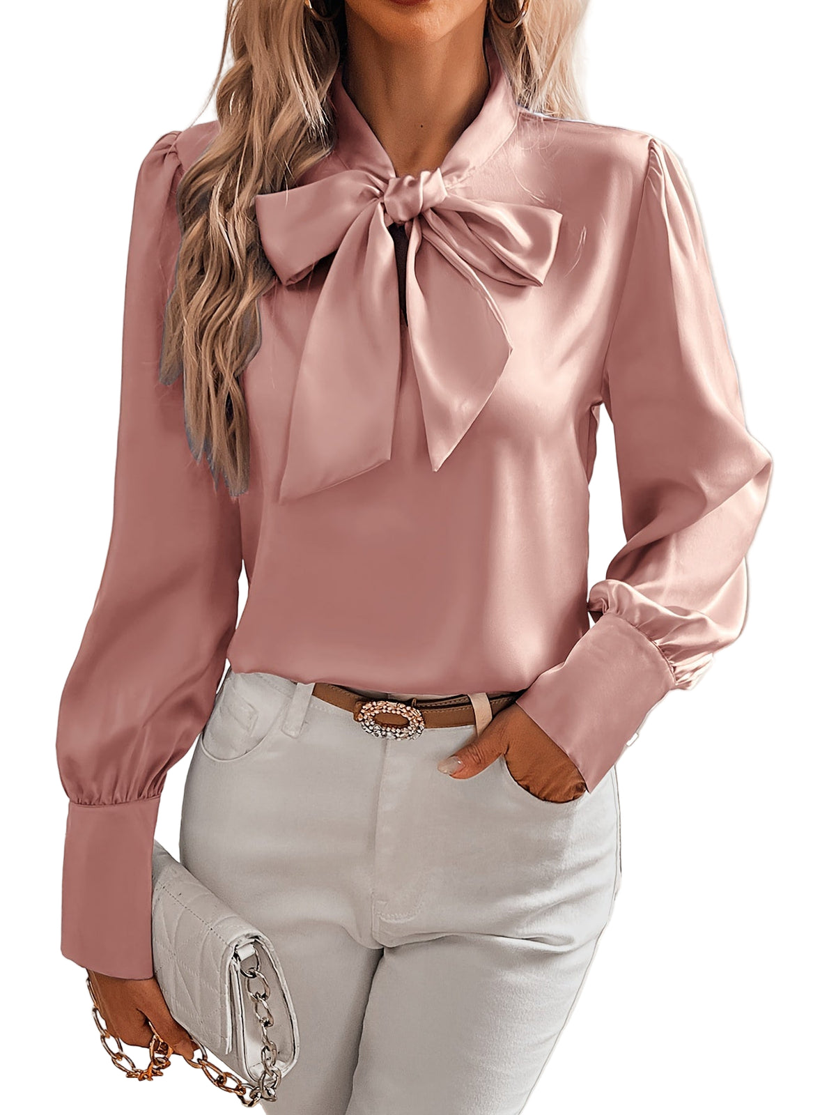 Blouse Femme Noire Chic Détail Nœud Silkelook Tissu Léger-1