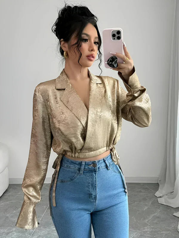 Variant image for Chemisier Femme Chic Brillant Tissu Synthétique-1