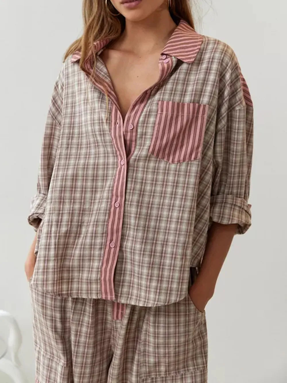 Pyjama Femme Hiver Confortable en Fausse Fourrure avec Poches 5