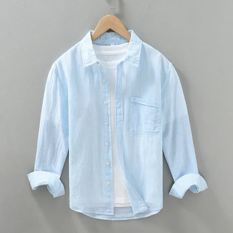 Chemise Homme Décontractée en Lin Respirant Ajustement Surdimensionné 1