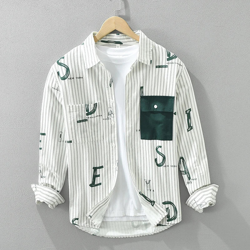 Chemise Homme Décontractée à Rayures en Coton 1