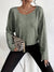 T Shirt Femme Côtelé Décolleté Rond Confortable Coton Mélangé-2