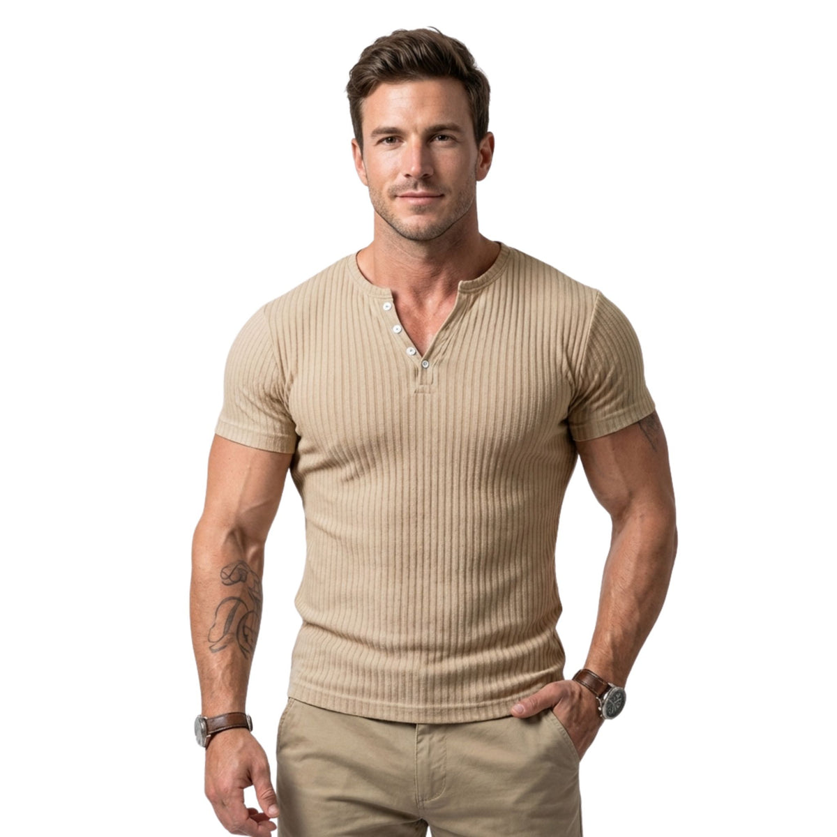 Homme T-shirt Henley Urbain