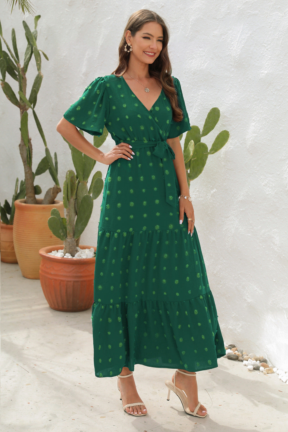 Variant image for Robe d'Été Femme Chic Midi en Coton Respirant-1