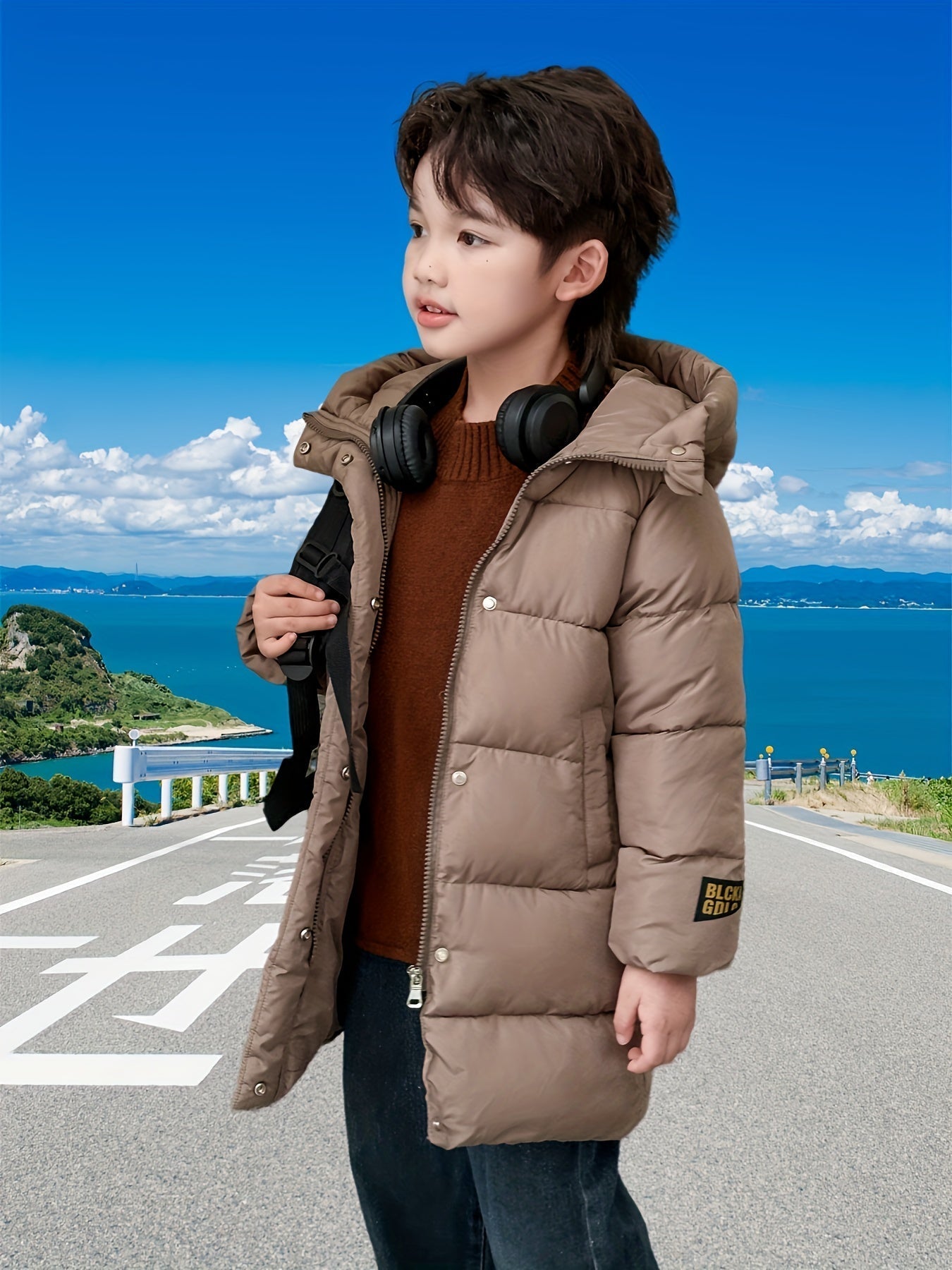 Variant image for Veste Demi-Longue Garçon Tissu Respirant Fermeture Éclair-11