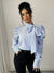 Variant image for Chemise Femme Élégante à Rayures Grand Col 100% Coton Chic-1
