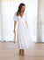 Variant image for Robe Longue Femme Col en V Manches Bouffantes Élégante Polyester-25