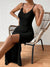 Robe Femme Longue Sexy avec Fente et Volants en Tissu Léger-4