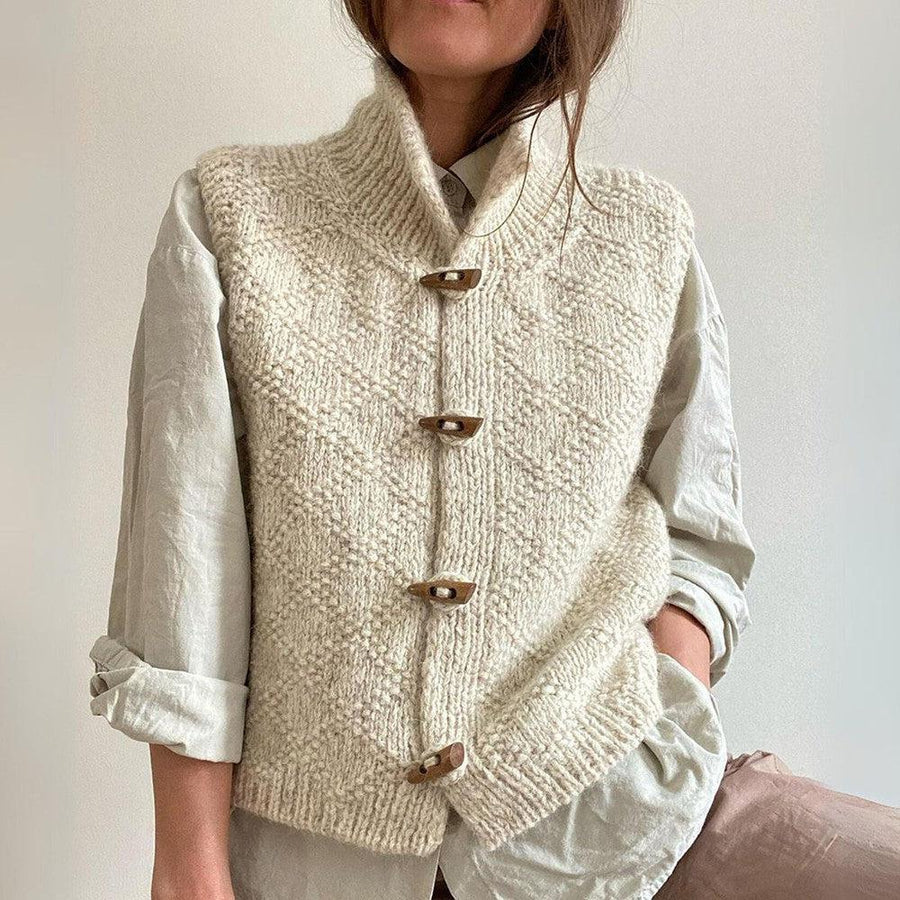 Gilet Sans Manche Femme Élégant en Mélange de Laine 1