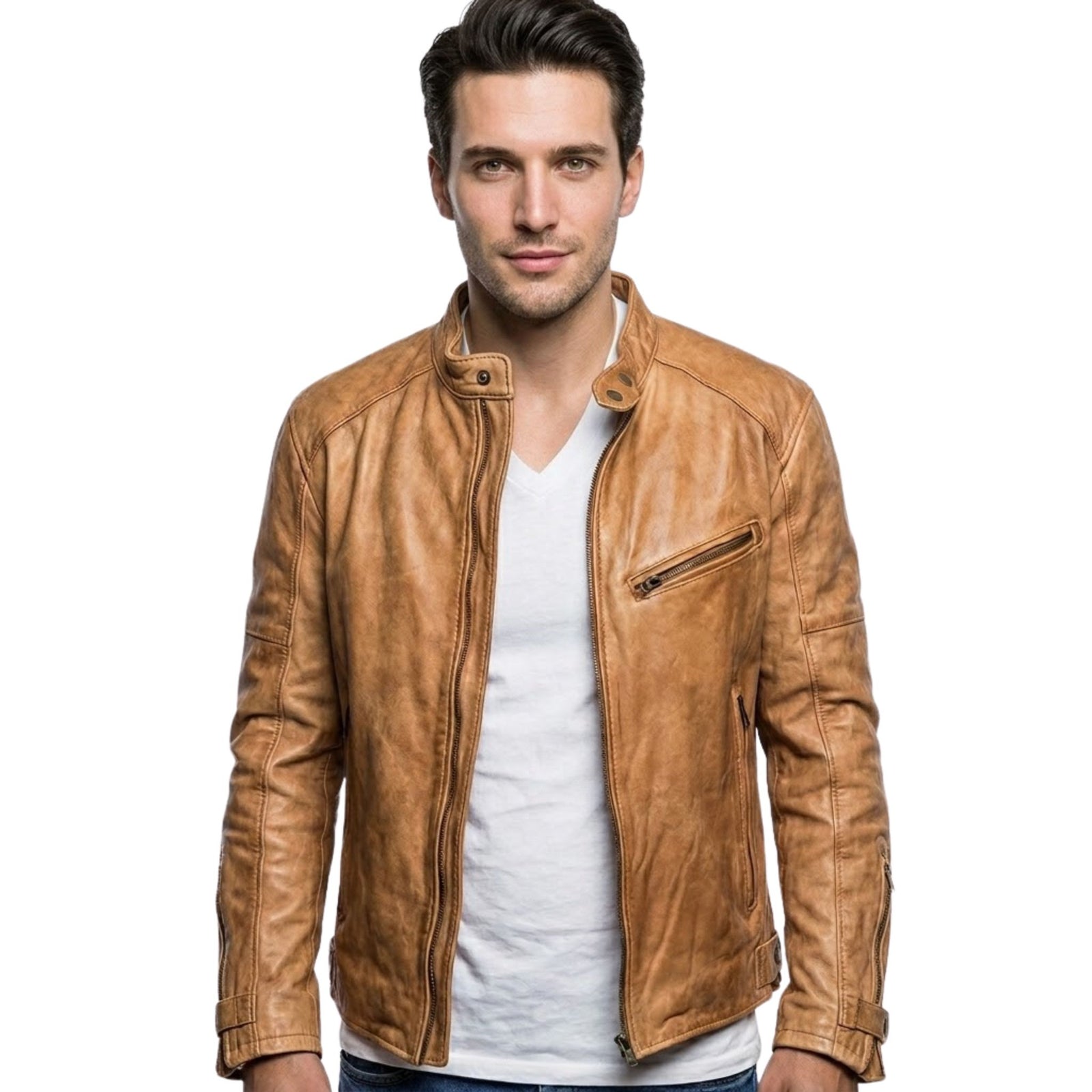 Veste pour hommes en cuir noir au style intemporel