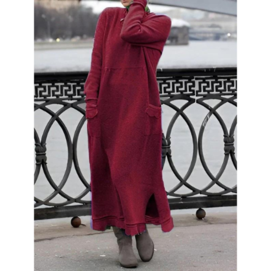 Variant image for Robe Longue Femme Élégante en Tissu Doux Ajustement Décontracté-15