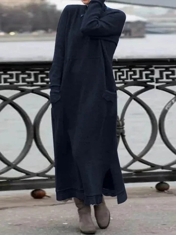 Variant image for Robe Longue Femme Élégante en Tissu Doux Ajustement Décontracté-36