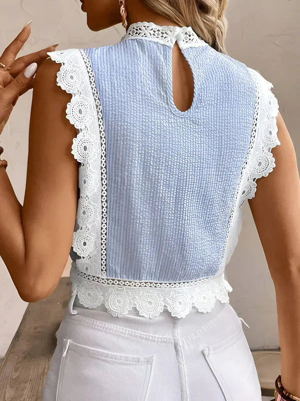 Chemisier Femme Chic Dentelle Florale Aéré Polyester-3