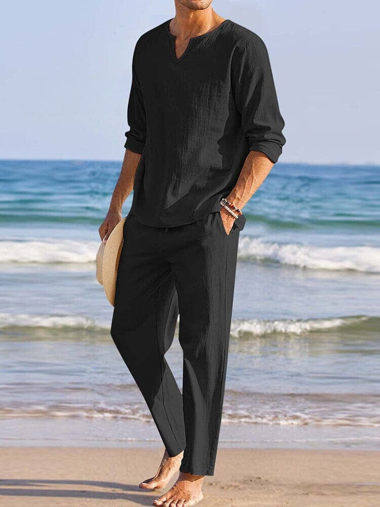 Variant image for Vêtements pour Hommes Ensemble Élégant Pantalons Chemise Tissu Doux-7