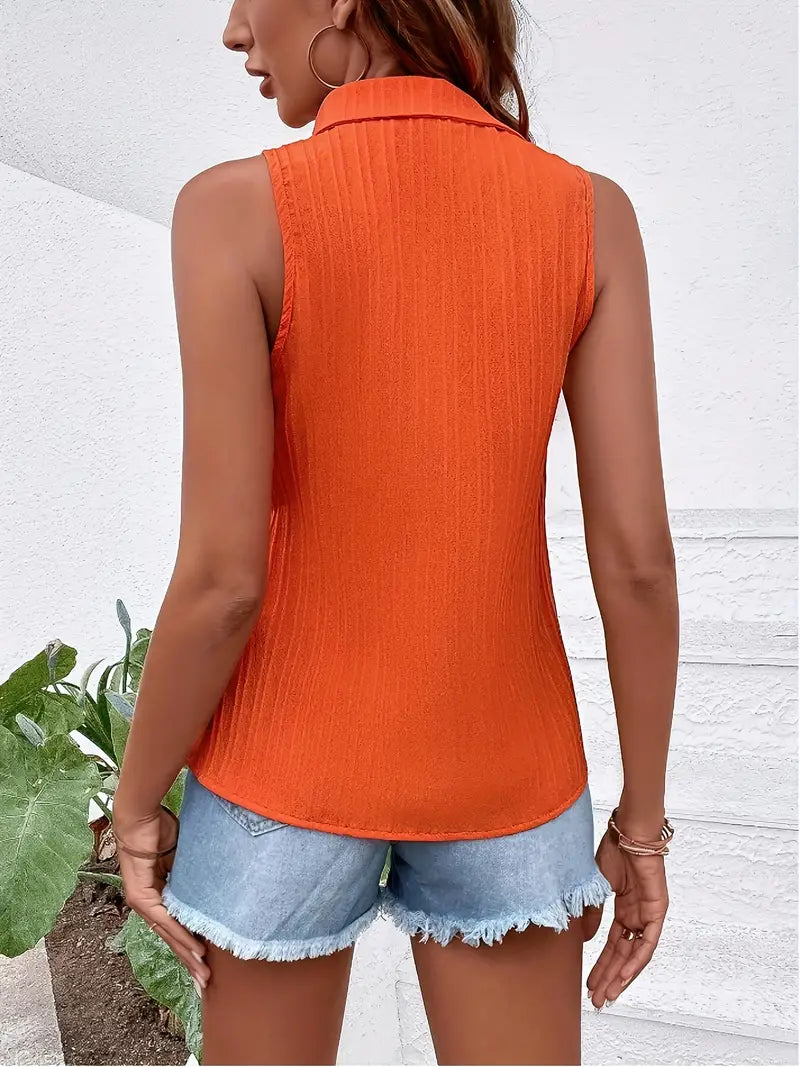 Chemise Femme Sans Manches Moderne 100% Coton Chic-2