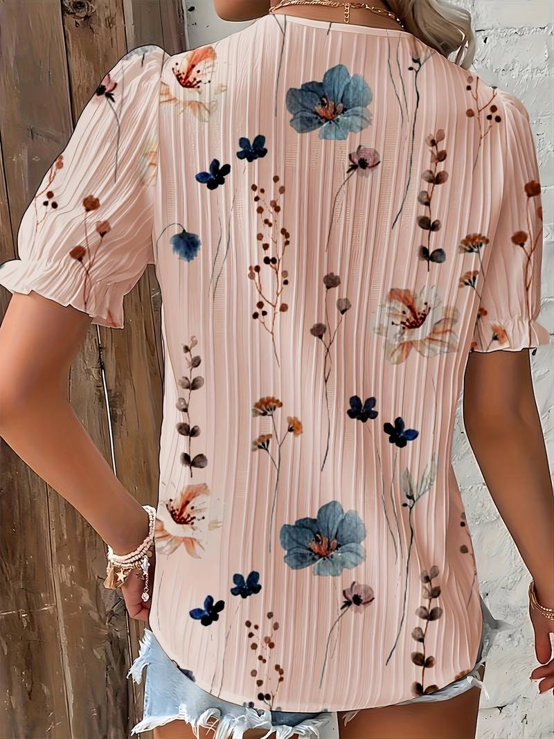 Chemisier Femme Chic Col en V Léger Polyester-6