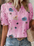 Chemisier Femme Chic Col en V Polyesther Élégant-4