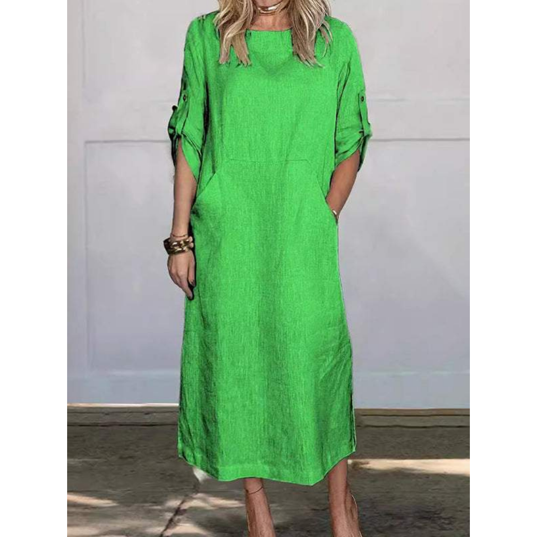 Robe Longue Femme Décontractée 100% Coton Élégante Été-2