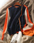 Pull Femme Rétro en Maille Acrylique avec Rayures Bleu Marine et Orange 5