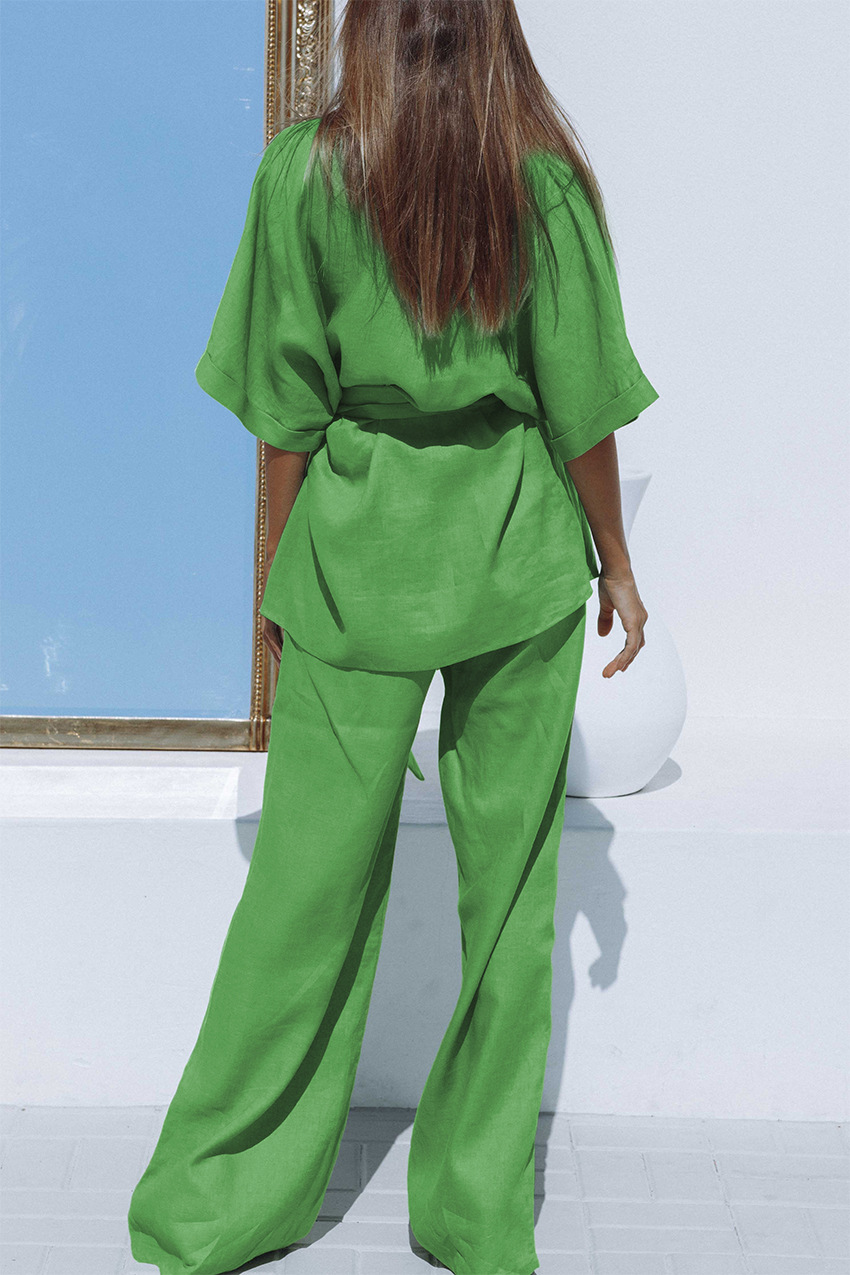 Ensemble d'été Femme Lin Élégant Style Moderne Respirant-2