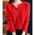 Pull Femme Col en V en Laine Pure Ajusté 4