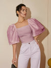 Chemisier Femme Chic à Décolleté Carré 100% Polyester-3