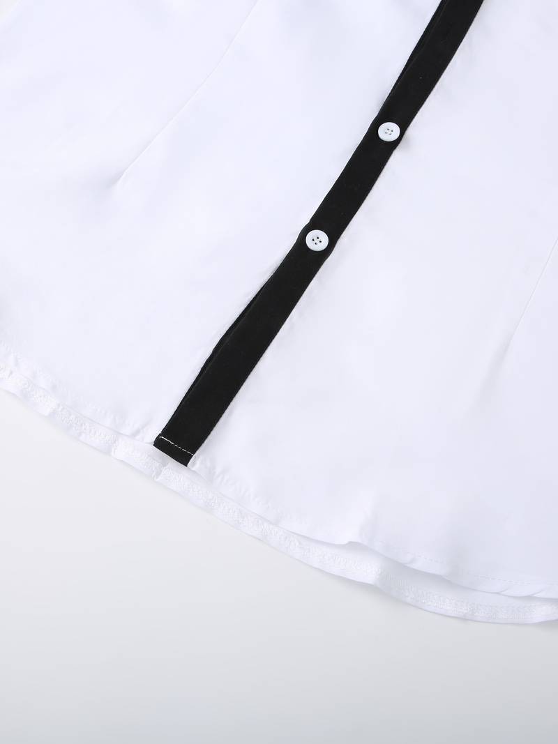 Chemise Homme Décontractée Boutonnée Contrastée 100% Coton-6
