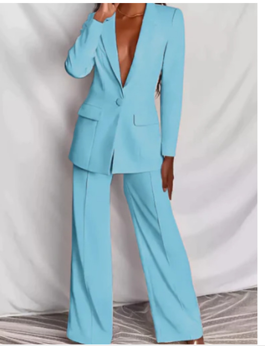 Variant image for Ensemble Tailleur Pantalon Femme Élégant en Tissu Polyvalent-19
