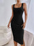 Variant image for Robe Midi Femme Chic Sans Manches Décolleté Carré Polyester-9