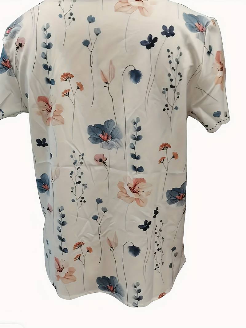 Chemisier Femme Chic à Motif Floral Tissu Léger-2