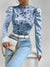 Variant image for Haut Femme Satin Floral Élégant Légèrement Brillant-33