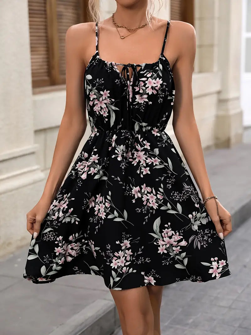 Variant image for Robe d Été Femme Imprimé Floral Sangles Spaghetti 100% Polyester-1