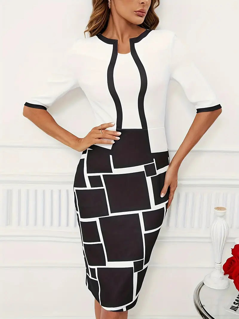 Variant image for Robe Longue Femme Imprimée Géométrique Polyvalente-1