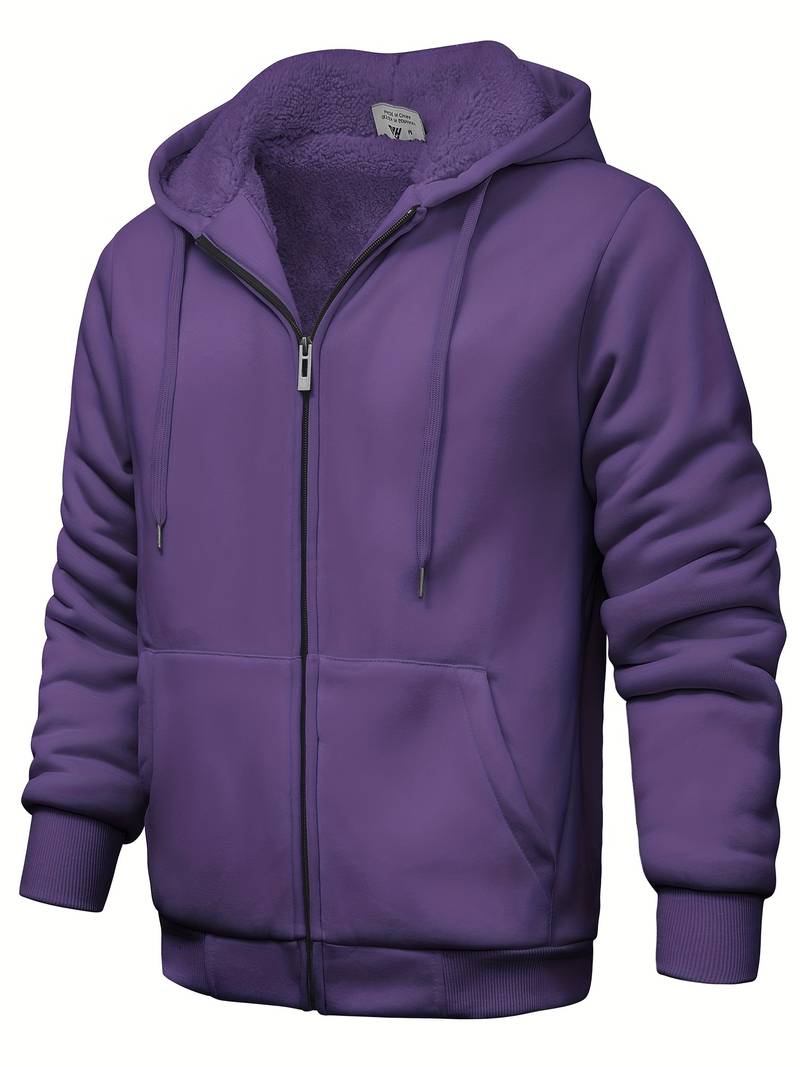 Variant image for Sweat à Capuche Homme Monochrome Zippé en Mélange de Coton et Polyester-29