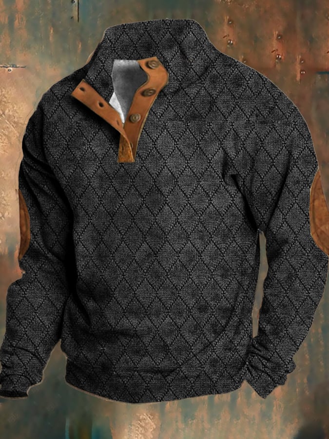 Pull Homme Décontracté Rétro en Fleece Mélangé Polyester Coton 1