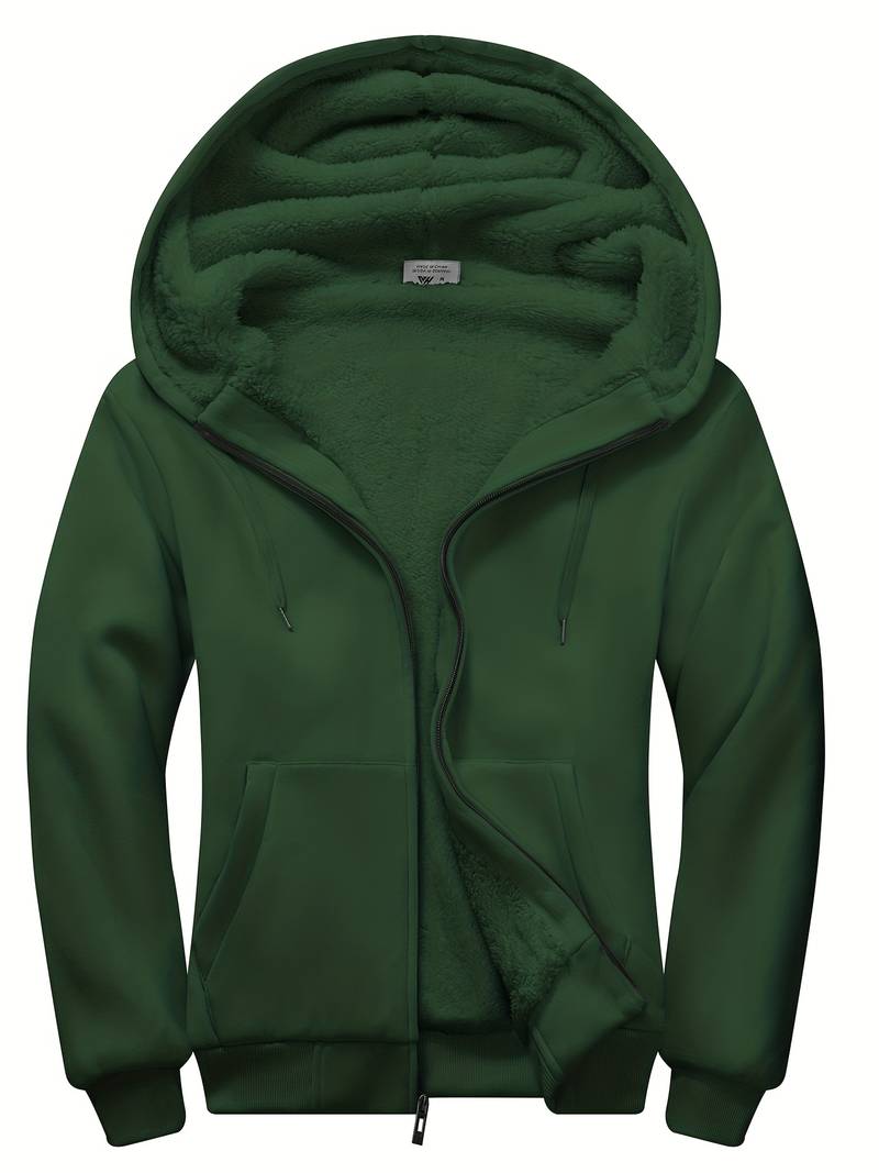 Sweat à Capuche Homme Monochrome Zippé en Mélange de Coton et Polyester-5