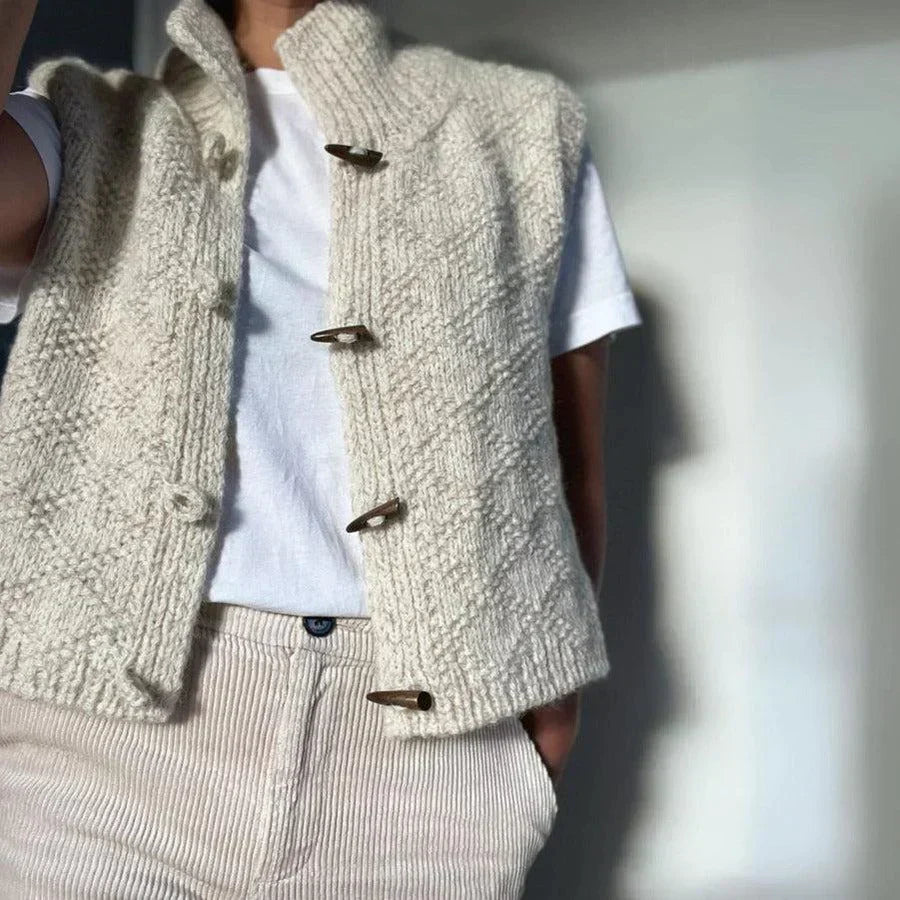 Gilet Sans Manche Femme Élégant en Mélange de Laine 2