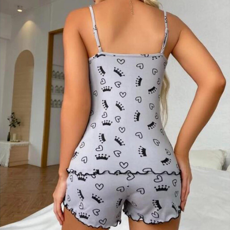 Ensemble de vêtements de nuit à col en V profond pour femmes