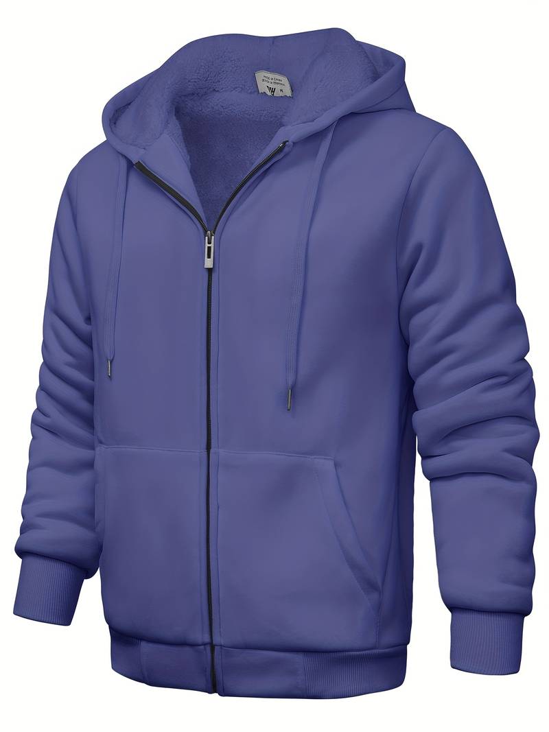 Variant image for Sweat à Capuche Homme Monochrome Zippé en Mélange de Coton et Polyester-43