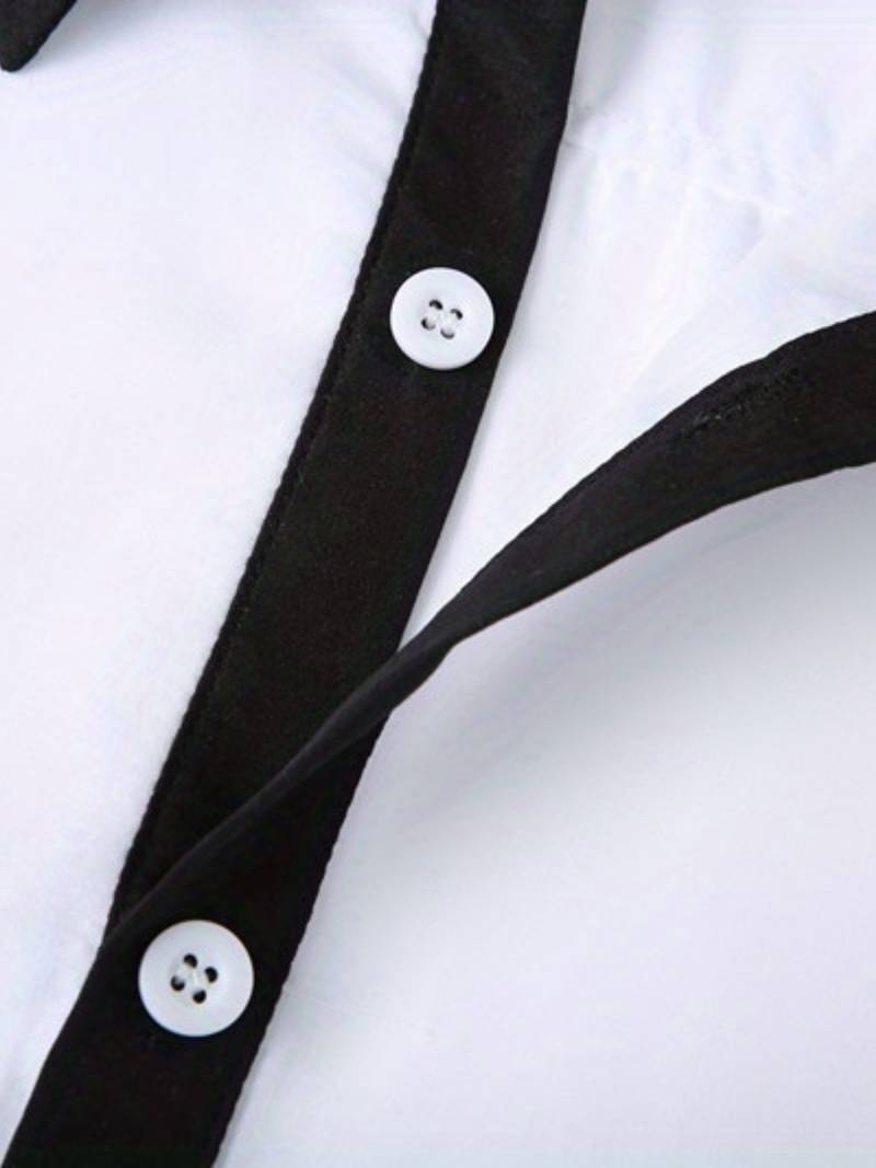 Chemise Homme Décontractée Boutonnée Contrastée 100% Coton-4