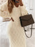 Robe Femme Midi Élégante Col en V Manches Longues Coton-6