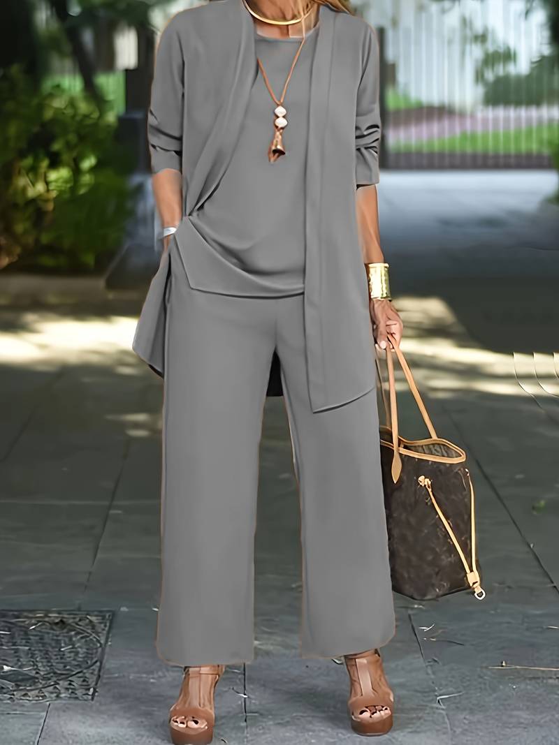 Variant image for Ensemble Femme Cardigan et Pantalon Long en Mélange de Coton et Polyester-22