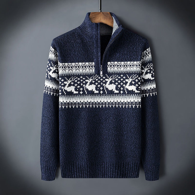 Pull à fermeture éclair pour homme – Style scandinave Parfait pour Noël et l'hiver