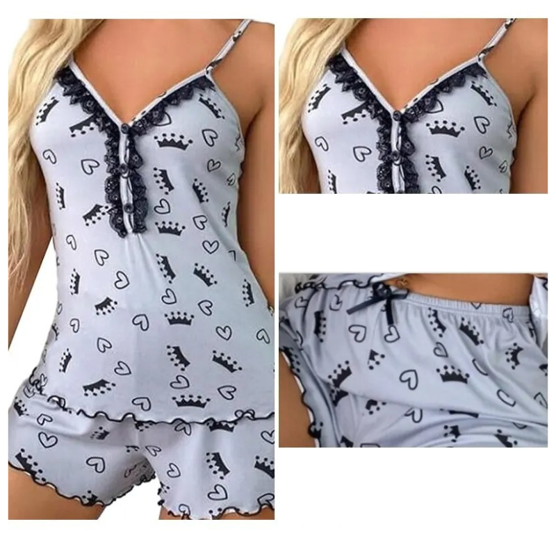 Ensemble de vêtements de nuit à col en V profond pour femmes