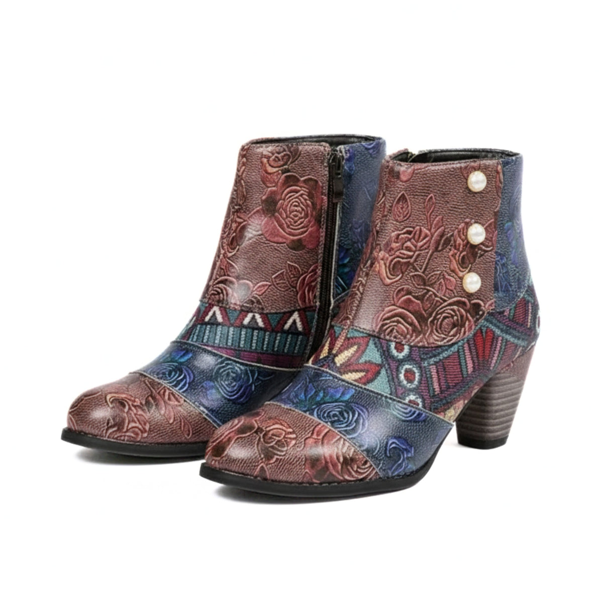 Bottes Hiver Femme Rétro Imperméables avec Talon Haut