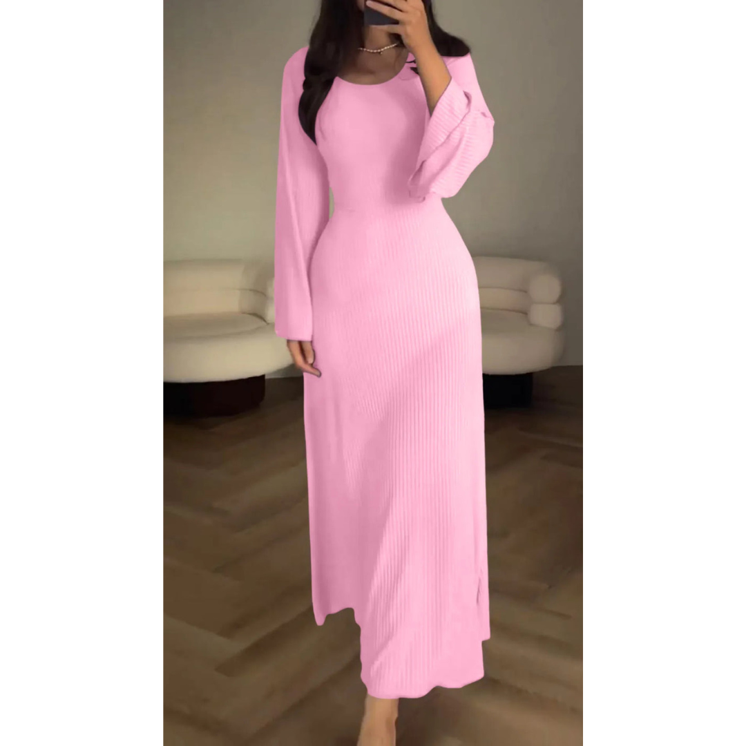 Robe Longue Femme Côtelée Maxi Été Confortable-5