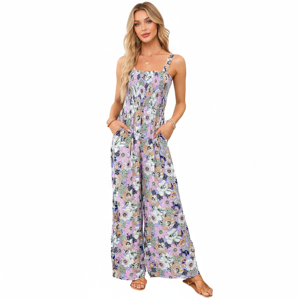 Women’s Wide Leg Floral Jumpsuit Chic